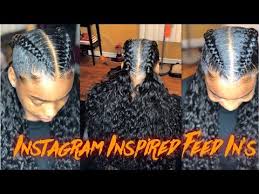 Two Feed In Braids With Curly Ends Youtube Feed In Braids Ponytail Feed In Braid Feed In Braids Hairstyles