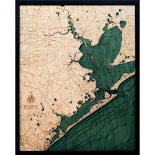 Houston 3d Nautical Wood Maps Map Galveston Wood