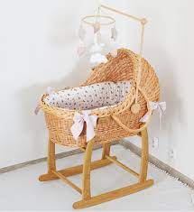 Колыбелька люлька с капюшоном плетеная из натуральной ивовой лозы со  съемными ручками для малыша новорожденного ребенка на подвесе подвесная
