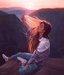 Angel Ganev On Instagram Sunset Hair In Love With Painting More Complicated Illustrations Reference Fro Digital Art Girl Sunset Hair Cute Girl Drawing