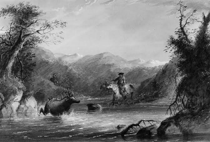 Alfred Jacob Miller, Hunting the Elk, 1858-1860. Commissioned by William T. Walters, 1858-1860, 37.1940.113 | The Walters Art Museum