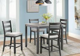 Our counter height console bar table features grey wooden table top and pewter finished metal legs. Martin Counter Height Table And 4 Chairs All In One Jarons