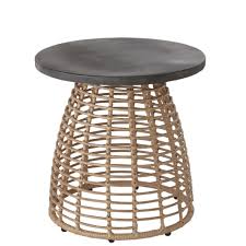 Runder Grauer Garten Couchtisch Und Harz Mit Rattan Imitation Diabolo Maisons Du Monde In 2020 Garden Coffee Table Rattan Coffee Table