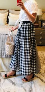Black And White Gingham Midi Skirt Pin By Holley On Holley S Style Board Skirts Preppy Style Maxi Skirt