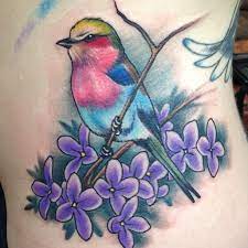 For My Mother Lilacs And A Lilac Breasted Roller By Tim Beck At Freedom Ink In Peoria Illinoi Tatuagem Lilas Tatuagem Colorida Tatuagem No Pescoco Masculino