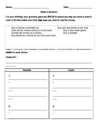 Choices Worksheet Social Studies Worksheets Social Studies Elementary Decision Making Activities
