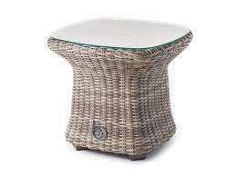 Use patio side tables to amp up your outdoor decor. Sandbanks Aquamax Small Glass Top Garden Rattan Side Table