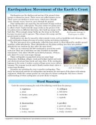 7th grade reading comprehension worksheets. Earthquakes 7th Grade Reading Comprehension Worksheet