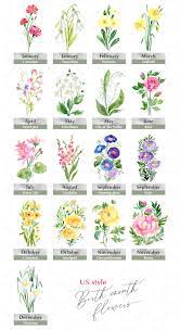 See our list of monthly birth flowers and learn the meanings behind them! Watercolor Birth Month Flowers By Watercolorflowers Thehungryjpeg Com