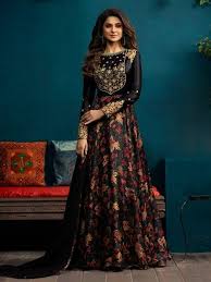 Jennifer Winget Style Black Gown Suit Online Which Is Crafted From Silk And Satin Silk Fabric With Exclusive Embroidery Bead Work Stylish Gown Dresses Fashion