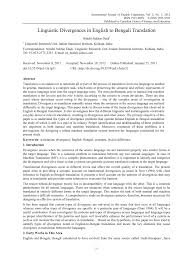 Pdf Linguistic Divergences In English To Bengali Translation
