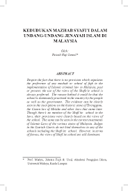 Pdf Kedudukan Mazhab Syafi I Dalam Undang2 Jenayah Ammar Rashed Academia Edu