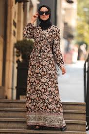 128.00 usd 64.00 usd %50 discounted %50 discounted neva style almond green hijab dress 27921cy color : Women S Floral Pattern Black Modest Long Dress Ameena S Modest Fashion
