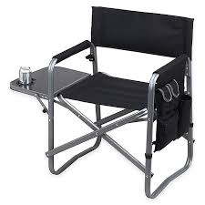 The frame of this camping directors chair is angled for ergonomic comfort and makes it perfect for camping, picnics, barbeques or most any outdoor event. Picnic At Ascot Aluminum Folding Camping Chair With Side Table Bed Bath Beyond