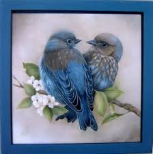 Baby Bluebirds Kus Sanat Tablolar Ve Suluboya Resimler