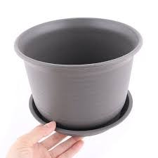 Balcony Office Garden Plastic Round Plant Holder Container Flower Pot Tray Gray Image 4 Of 4 Plant Holders Flower Pots Pot