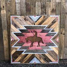 Rustic Tribal Indian Wood Wall Art Etsy Wood Wall Art Etsy Wall Art Wood Wall Design