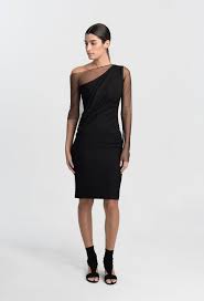 Strikingly Beautiful This Pencil Mesh Dress Will Help You Make A Statement At Your Next Cocktail Black Dress Sheer Sleeve Dress Black Cocktail Dress