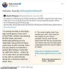 Marti's tg captions hello dear reader and welcome to my small sanctuary. Patty Jenkins Endorses A Fan S Unique Take On The Body Swap Trope In Wonder Woman 1984 Daily Mail Online