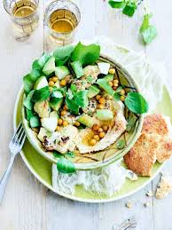 Salade De Chou Fleur Pomme Houmous Et Avocat Recept Kikkererwten Gezond Eten Recepten Bloemkolen