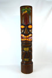 I'll race you to the totem pole! Hand Carved Beautiful 3 Ft Wood Palm Tree Tiki Totem Pole Statue Walmart Com Walmart Com