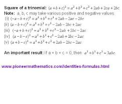Square Formulae Of A Trinomail Math Formulas Pioneer Mathematics Math Formulas Mathematics Positive And Negative