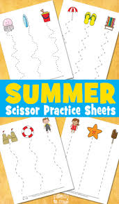 Start with the thick black straight lines and work up to the dotted lines before moving onto the more difficult shapes! Summer Scissor Practice Sheets Itsybitsyfun Com