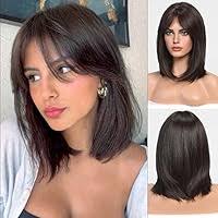 Amazon.com : HAIRCUBE Ombre Brown Bob Wigs for Women Short Wigs with Bangs  Synthetic Wigs : Beauty & Personal Care