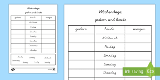 Gerund and infinitive with to. Wochentage Gestern Und Heute Arbeitsblatt Teacher Made