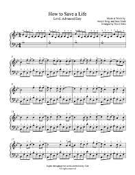 How To Save A Life By The Fray Piano Sheet Music Advanced Level Sheet Music Piano Sheet Music Violin Music