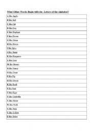 As kids will get to see the image of each and. English Worksheets What Other Words Begin With The Letter