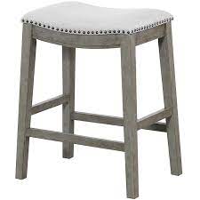 Crafted from high quality solid rubberwod, this bar stool boasts an undestated craftsmanship that makes it perfect for your kitchen, dining room, or bar area. Haven Grey Upholstered Saddle Barstool 24 At Home