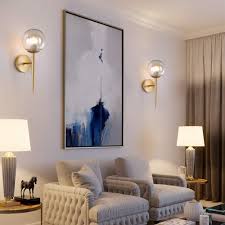 Bokt Glass Ball Wall Sconces Antique Gold Material Body Wall Mounted Light 1 Light Mid Wall Sconces Living Room Wall Lamps Living Room Wall Lights Living Room