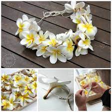 Place your flowers on it. How To Make A Frangipani Lei Danya Banya