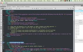 How to customise Bootstrap nav bar using Dreamweavers code navigator