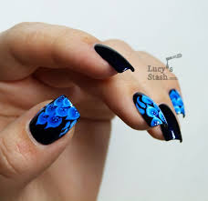 Black And Blue Nail Designs Pretty Blue Fire Nails Fancy Nails Designs Blue Nails Flame Nail Art
