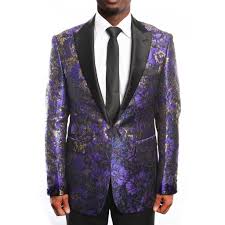 Black And Purple Tuxedo Purple And Gold Tuxedo Jacket With Fancy Pattern Blazer Prom Wedding Prom Suits Purple Prom Suit Prom Tuxedo