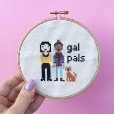 Close up of the family from a post back.i want to show you as many details as possible.like everyone's.personalized x stitch digital pattern, couple and 2 boys, cross stitch portrait, pregnancy announcement, anniversary gift, mother's day gift. Virtual Workshop Cross Stitch Portraits Brooklyn Craft Company