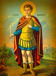 Η εικόνα έφερε επιγραφή με τις λέξεις «άγιος φανούριος». Shmera Toy Agioy Fanoyrioy Blaxerna Arkadias