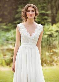 Bohemian Wedding Gown From Chiffon French Lace Boho Style Dress Romantic And Dreamy Wedding Pleated Wedding Dresses Bohemian Wedding Gown Bow Wedding Dress