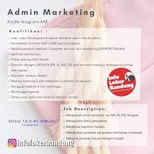 Kami adalah media di bidang informasi pendidikan dan karier yang berlokasi di bsd serpong. Lowongan Kerja Admin Marketing Revrona Bandung Maret 2020 Info Loker Bandung 2021