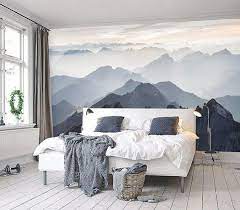 Mystical Mountains Mural Misty Mountain Shadow Hazy By Kiinoo Mountain Mural Wallpaper Walls Decor Small Master Bedroom