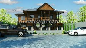 Penjualan, pembuatan dan pembangunan rumah kayu; Rumah Kayu Manado Design 3 Dimensi Model Rumah Kayu Panggung Tradisional Manado Proyek Ibu Tantri Yang Akan Dibangun Di Pekan Baru Riau