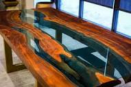 Live Edge Walnut & Glass "River" Dining Table – Metal-wood-furniture
