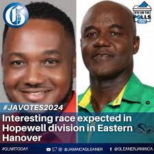 LGE2024: An interesting contest is expected in Eastern Hanover between  Jamaica Labour Party (JLP) minority leader in the Hanover Municipal  Corporation, incumbent candidate Devon Brown, and People's National Party  (PNP) candidate Lennox