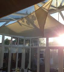 How To Create Shade In A Hot Conservatory Using Shade Sails Conservatory Roof Conservatory Roof Blinds Conservatory Interiors