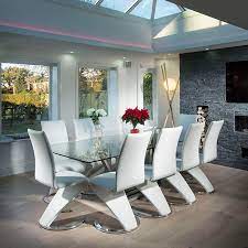 Find the perfect home furnishings at hayneedle, where you can buy online while you explore our room designs and curated looks for tips, ideas & inspiration to help you along the way. Modern Large 10 Seater Glass Stainless Steel Dining Table 240 X 110cm Dining Sets Modern Steel Dining Table 8 Seater Dining Table