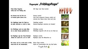 Geschichte nacherzählen, rätsel lösen (wortschatzerweiterung: Fingerspiel Fruhlingsfinger Youtube