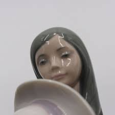 Lladro 5007 Bashful Girl Figurine Pink Dress & Hat Porcelain Spain 10”