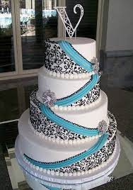 Absolutely Love This Make The Blue Turquoise And Take The Flowers Off Omg Love And Maybe Even The Black White And T Wedding Cakes Blue Wedding Cakes Cake